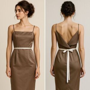 Impression Open Back Lantern Skirt Tuxedo Midi Dress 8 Classic Elegant Old Money